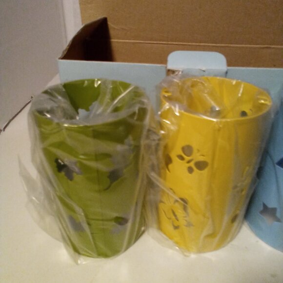 Partylite Change O Lantern Sleeve Set 2 Sets 6 Total Green Yellow Blue - Picture 4 of 9